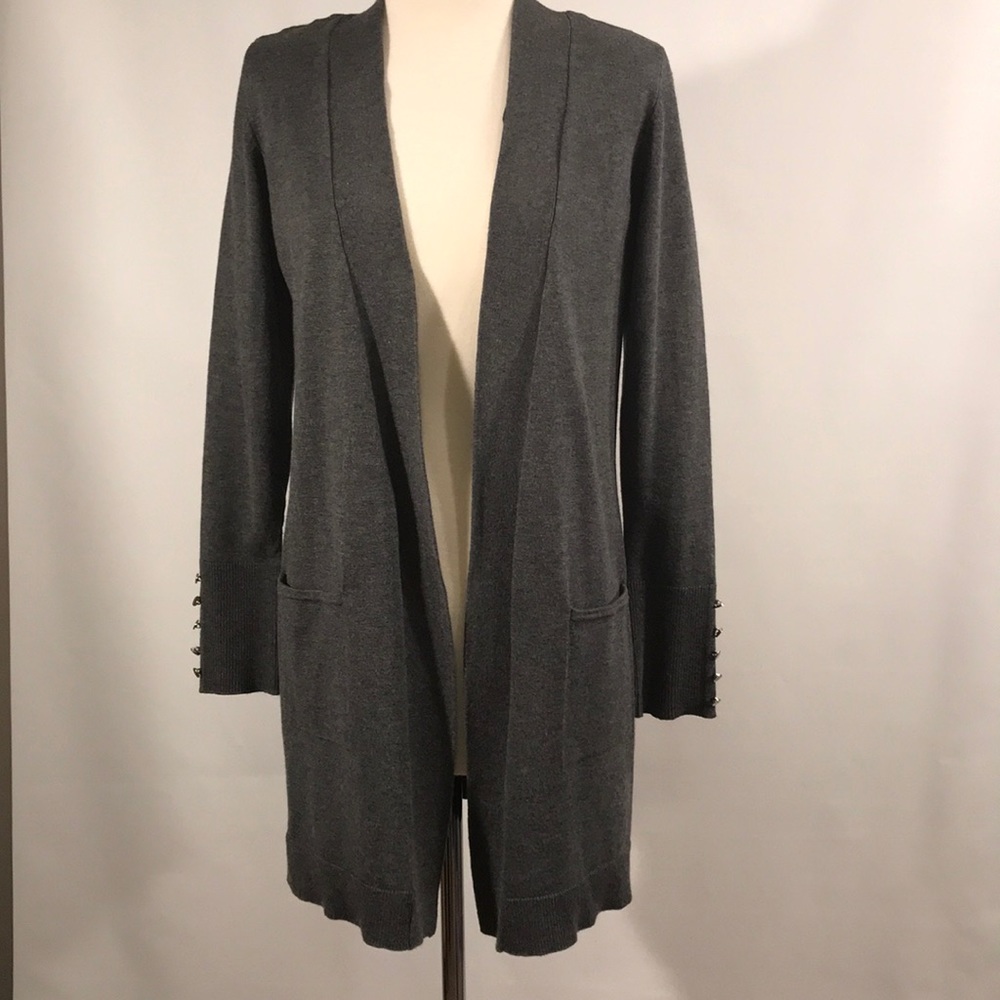 Long open-front sweater - S
